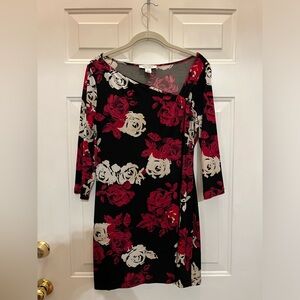 White House Black Market 3/4 Sleeve Floral Mini Dress Size M